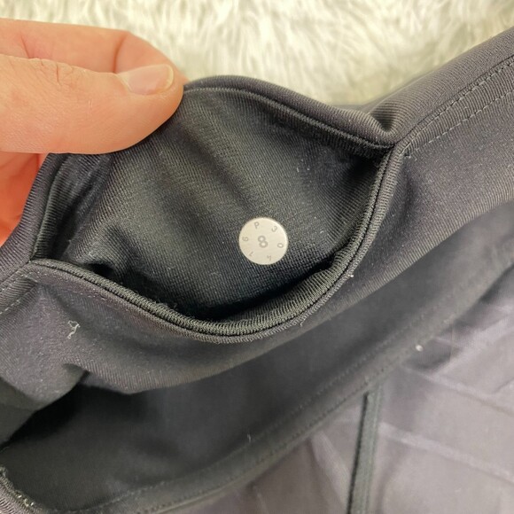 Lululemon P30416 Black Athletic Training Cropped Mid RIse Leggings 8 Striped - Picture 5 of 9